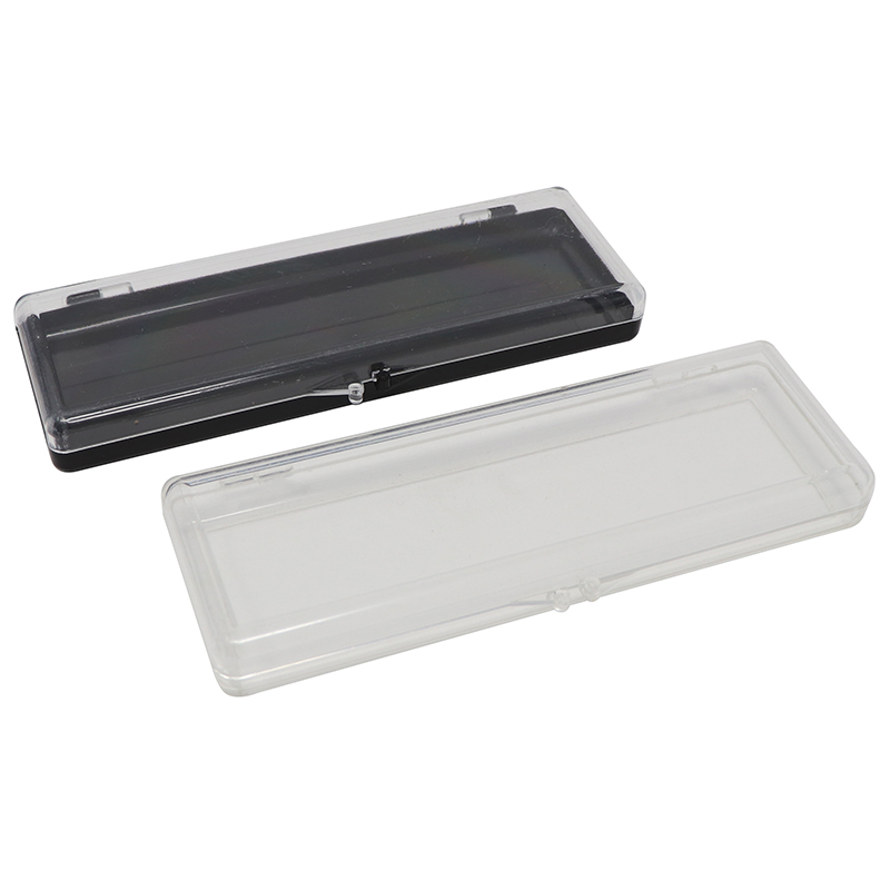 Long Single Section rectangle clear plastic box/container and one black plastic box/container