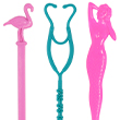 Flamingo, stethoscope and mermaid stir sticks
