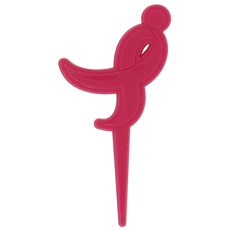 Pink ribbon shaped pick