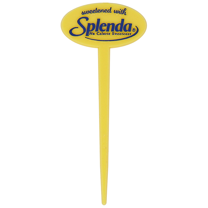 Yellow oval shaped head with the words "Sweetend with Splenda"