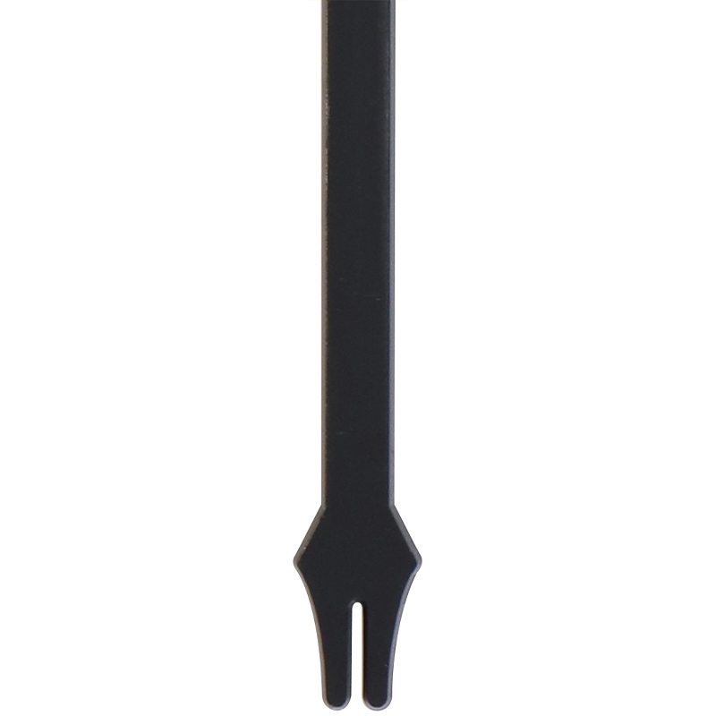 Black fork end of a stir stick