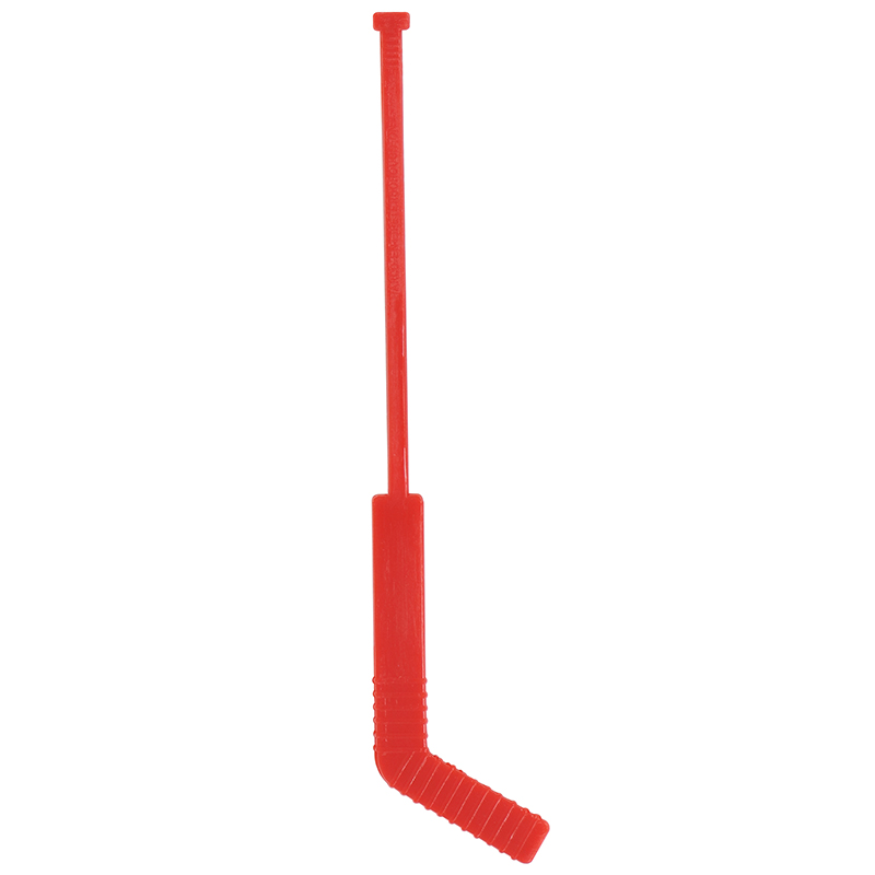 Red hockey goalie stick shaped stir stick