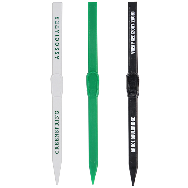 1 white, 1 green and 1 black ski stir stick