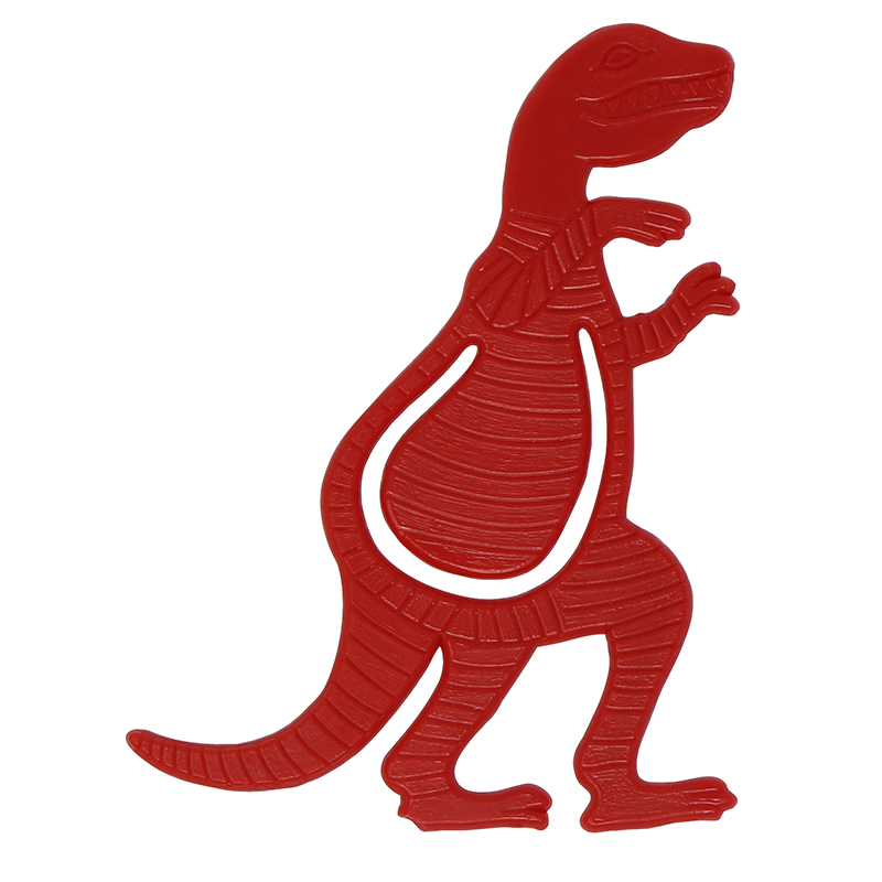 Red plastic dino shaped bookmark