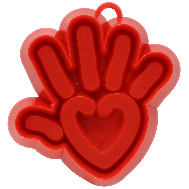 Red hand with a heart shape in the middle cookie press