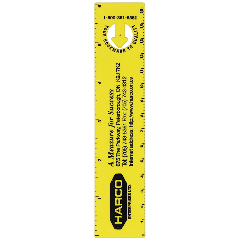 Yellow plastic ruler with imprinted logo