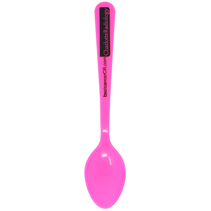 Pink spoon with the words "Charlotte Radiology"