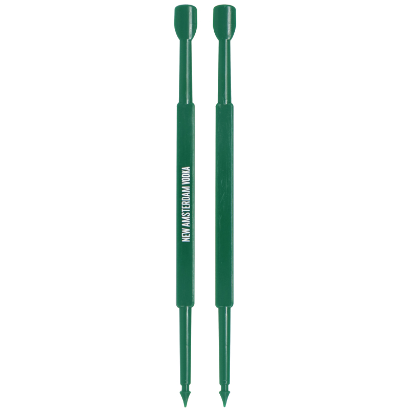 Dark Green Spear Stir Sticks with Imprint and arrow end