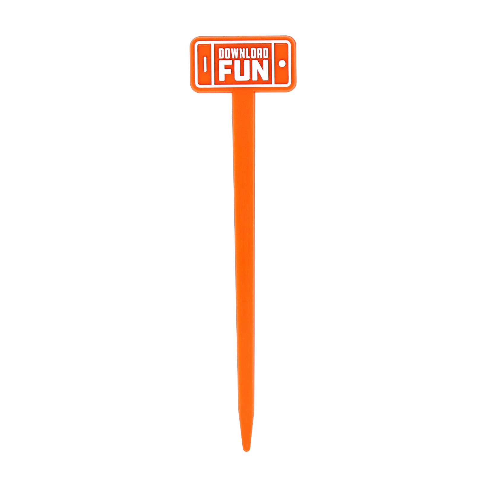 Orange rectangle head pick with the words "Download Fun"