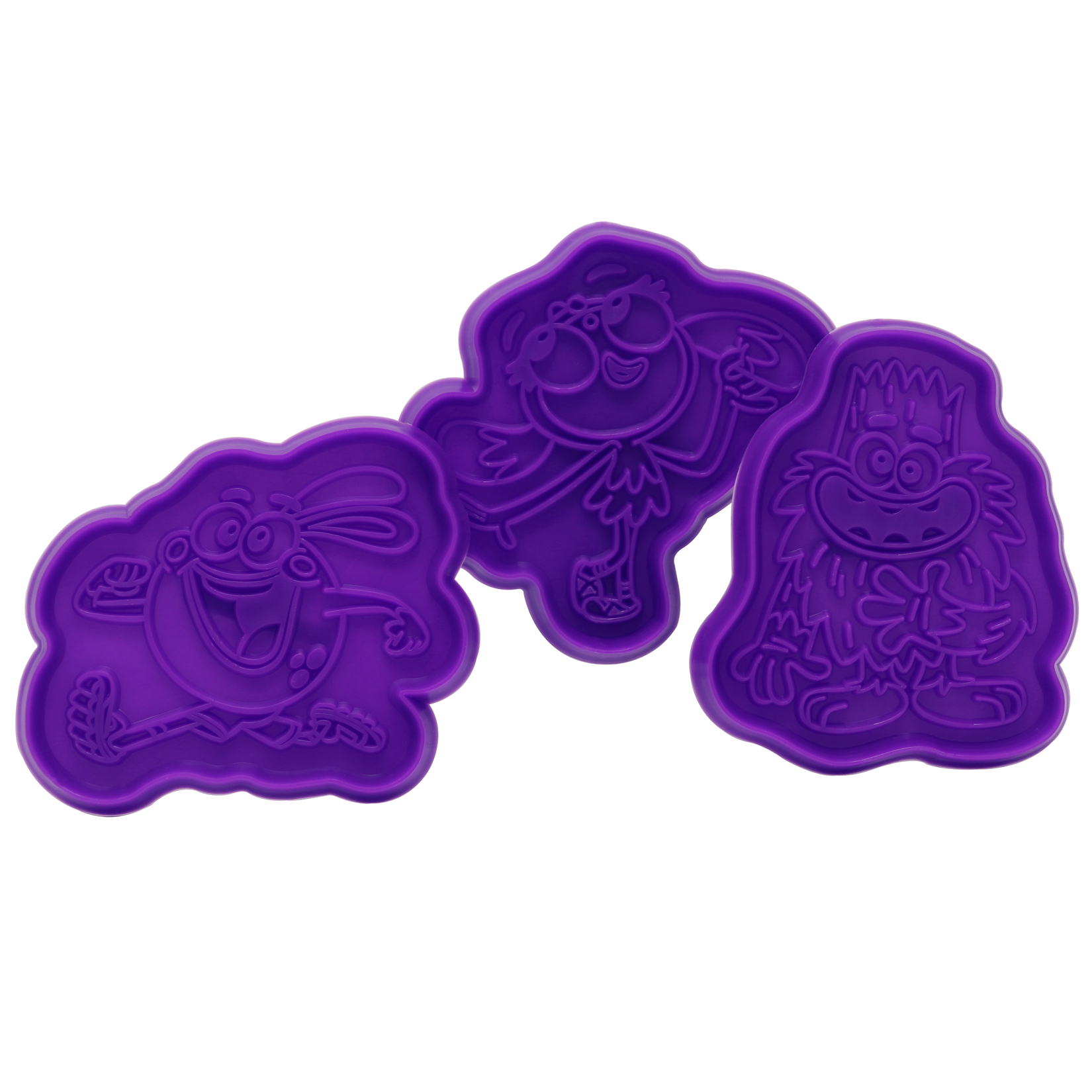 Purple fun characters Set of 3 cookie presses