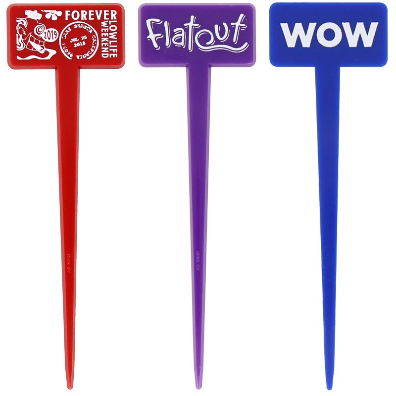 1 red, 1 blue and 1 purple rectangle head pick